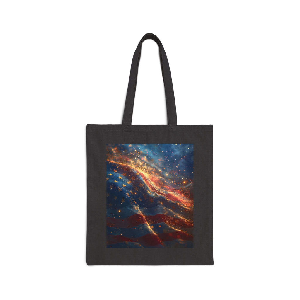 Canvas Tote Bag — Vintage American Flag Portrait / Cosmic Nebula Art
