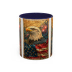Bald Eagle with Tattered American Flag Coffee Mug | Fireworks Patriotic 11oz 15oz - 250 USA Celebration