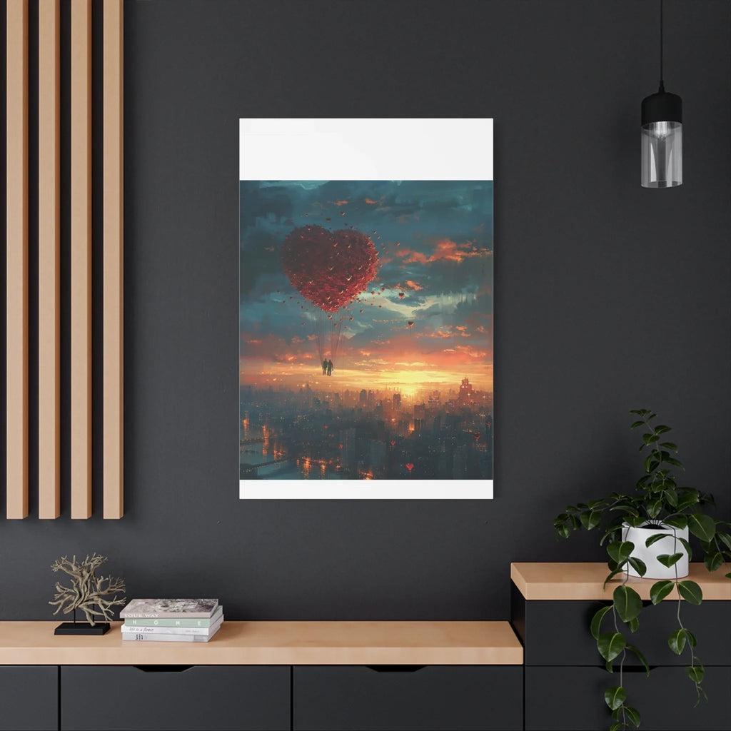 Romantic Canvas Wall Art, Love, Heart Balloon Art, Gift for Couples, Valentines Wall Decor, Valentine's Day Women's Merchandise, Valentines - 250 USA Celebration