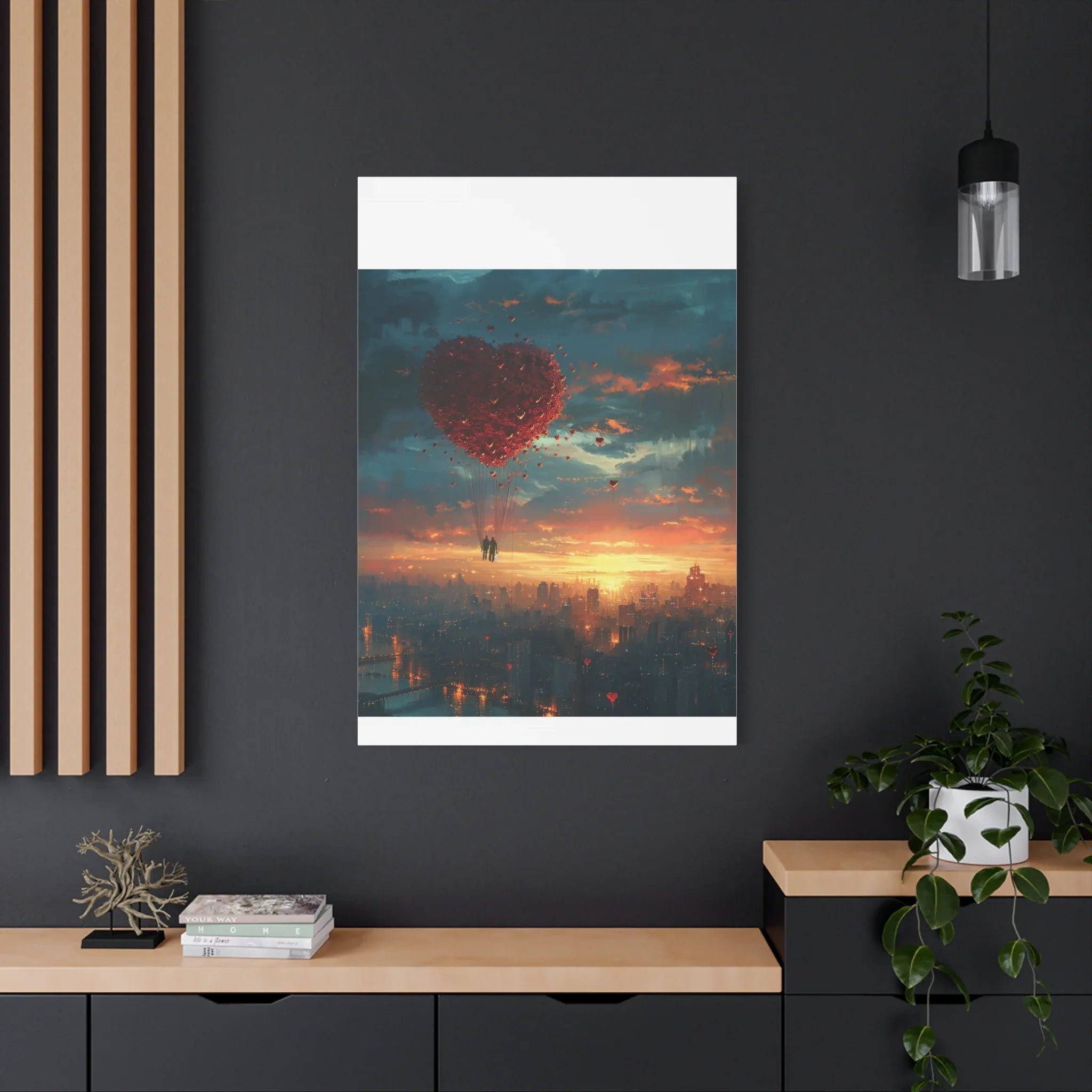 Romantic Canvas Wall Art, Love, Heart Balloon Art, Gift for Couples, Valentines Wall Decor, Valentine's Day Women's Merchandise, Valentines - 250 USA Celebration