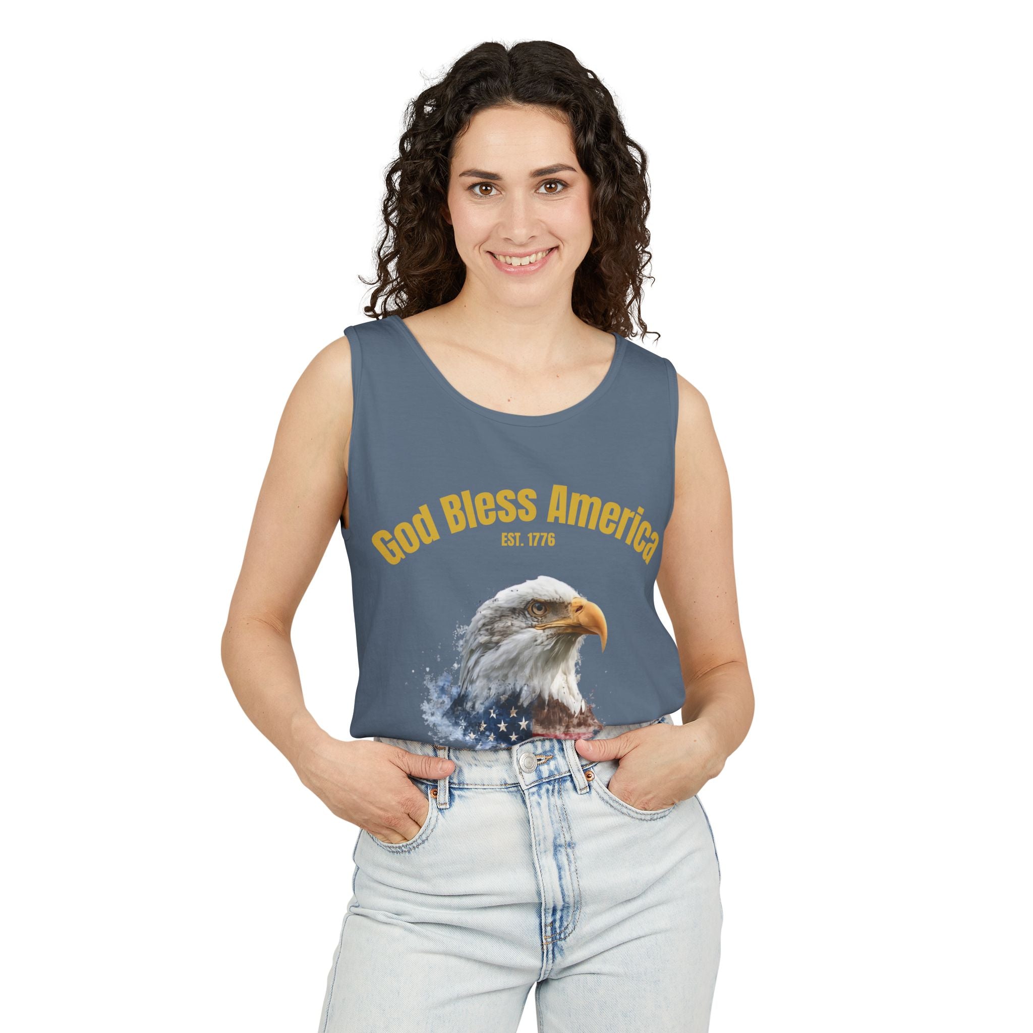 America 250 Tank Top | Official 250th Anniversary Edition American Bald Eagle watercolor flag Tank Top | Patriotic Eagle design