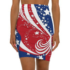 Patriotic Stars and Swirls American Flag Pencil Skirt