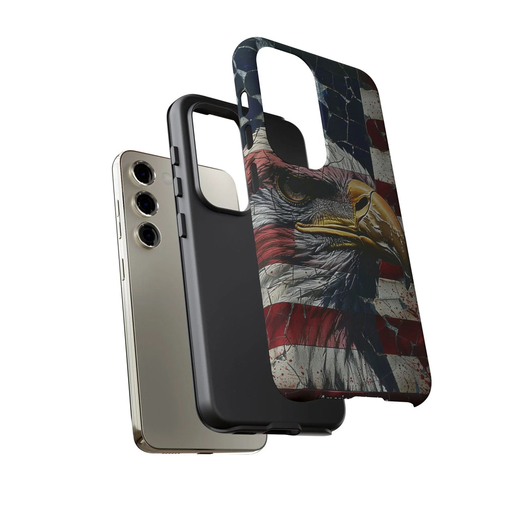 American Flag Bald Eagle phone case | Patriotic iPhone cover, cracked vintage flag design - 250 USA Celebration