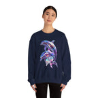 Iridescent Dolphin Trio Sweatshirt | Ocean Marine Animal Crewneck - 250 USA Celebration
