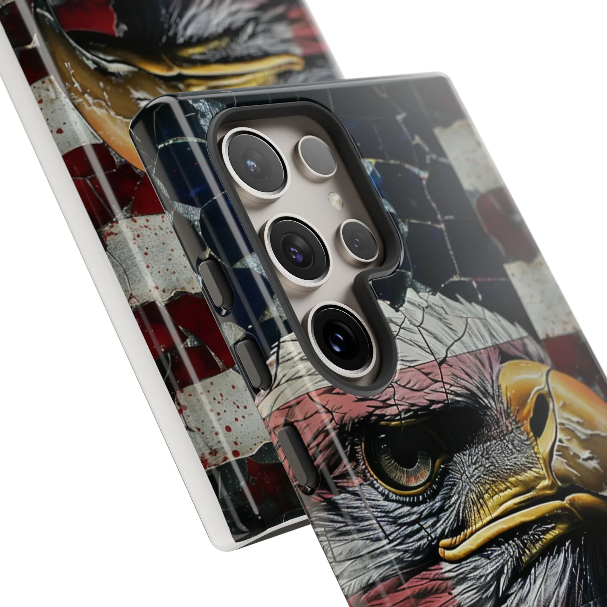 American Flag Bald Eagle phone case | Patriotic iPhone cover, cracked vintage flag design - 250 USA Celebration