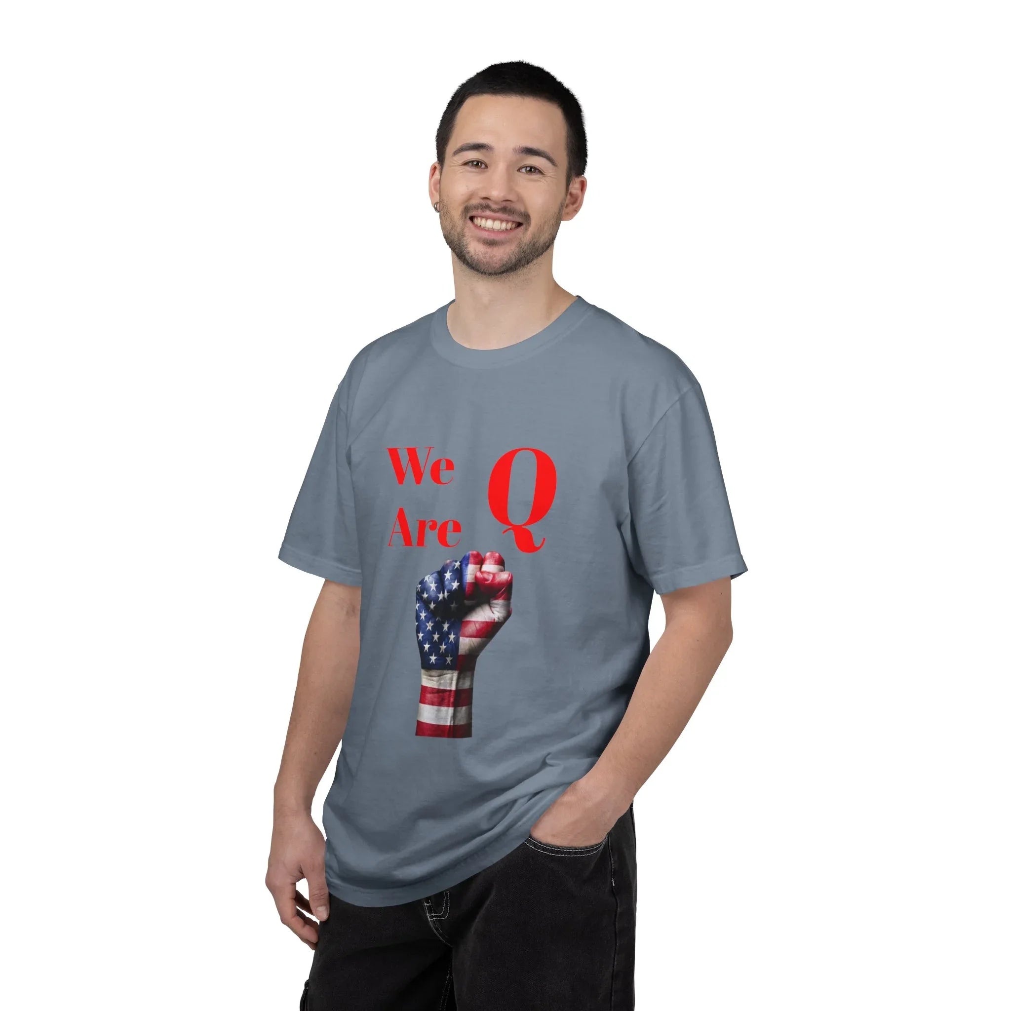 We Are Q fist American flag T-Shirt | QAnon political design - 250 USA Celebration