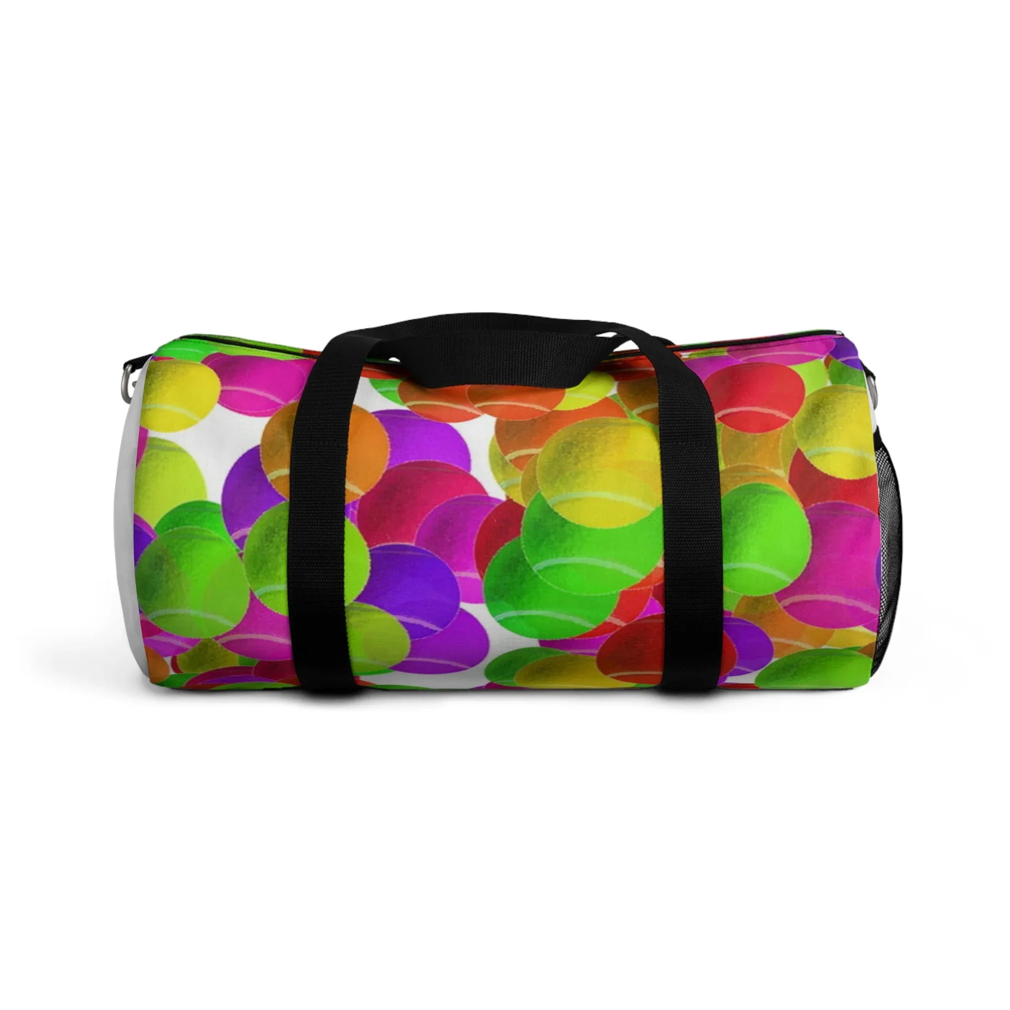 Colorful Overlapping Circles Duffel Bag | Neon Bubble Pattern, Travel Gym Bag, Tennis Anyone, Love, Tennis Bag, Weekender, Love Tennis Bag - 250 USA Celebration