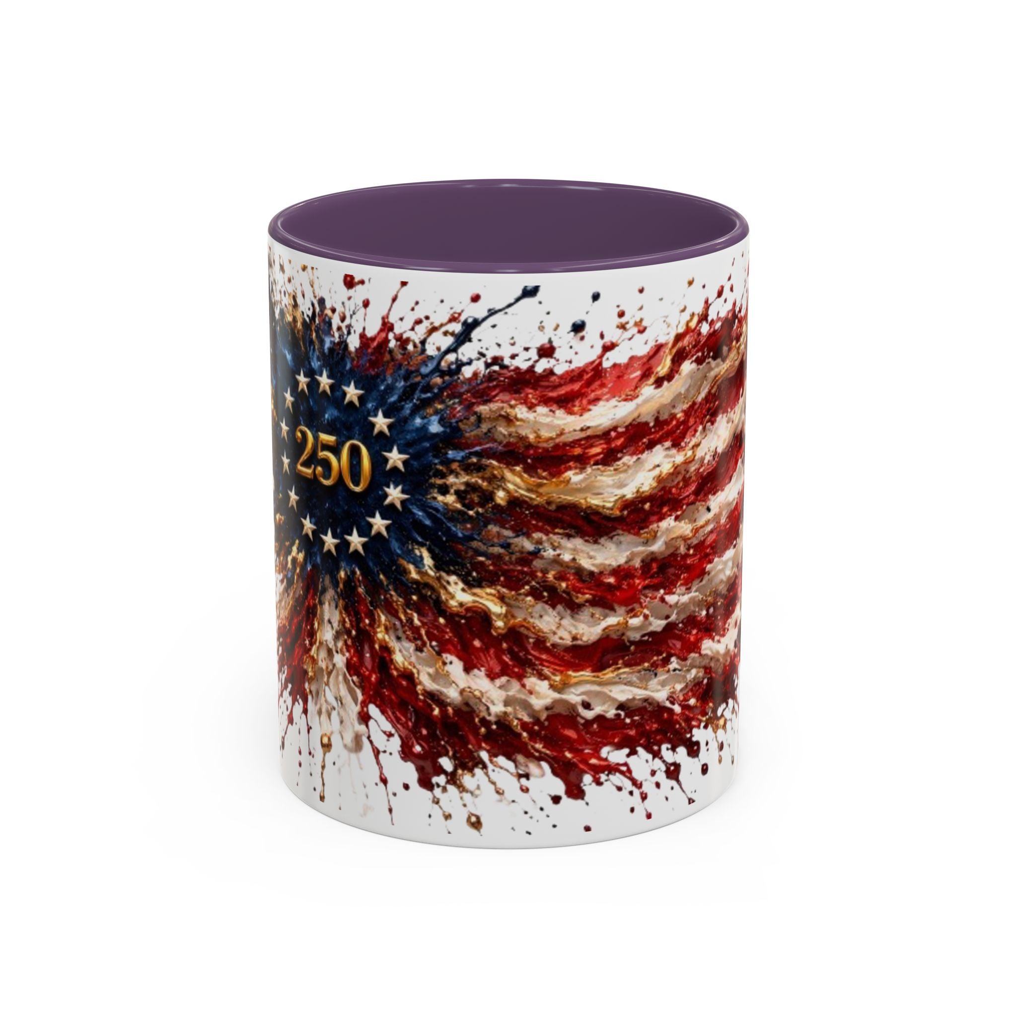 Patriotic 250th Anniversary Coffee Mug – American Flag Splash Accent (11/15oz)