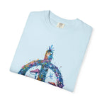 Psychedelic Mushroom Peace Sign T-Shirt | Neon Tie-Dye 60s Hippie Poster - 250 USA Celebration