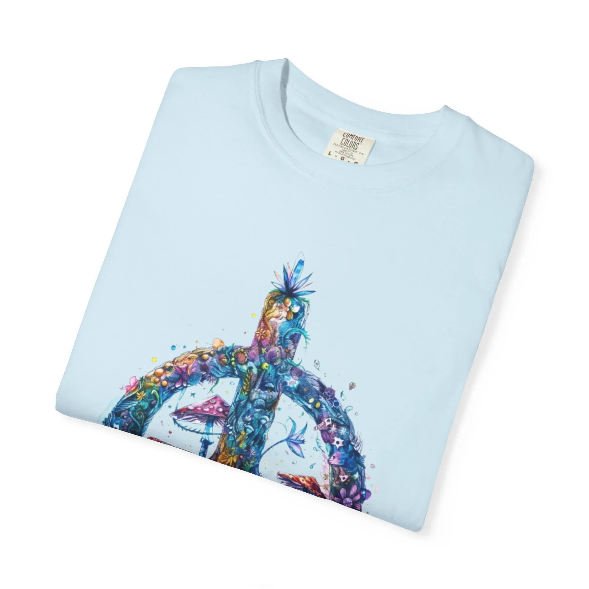 Psychedelic Mushroom Peace Sign T-Shirt | Neon Tie-Dye 60s Hippie Poster - 250 USA Celebration