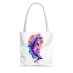 Colorful Watercolor Dolphin Tote Bag | Vibrant Splash Ocean Art - 250 USA Celebration
