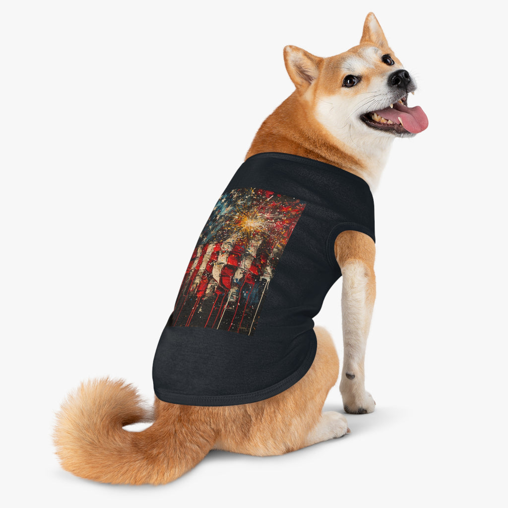 Patriotic Fireworks American Flag Pet Tank Top