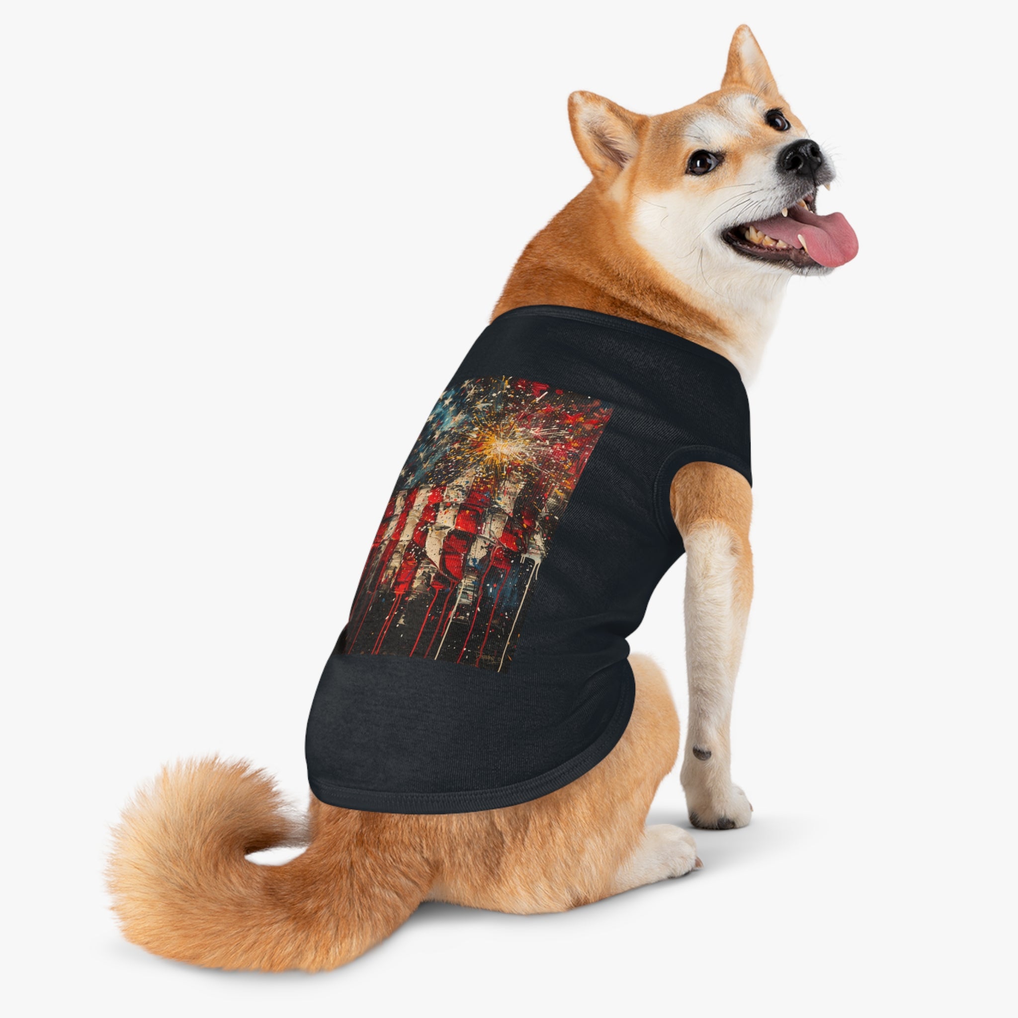 Patriotic Fireworks American Flag Pet Tank Top