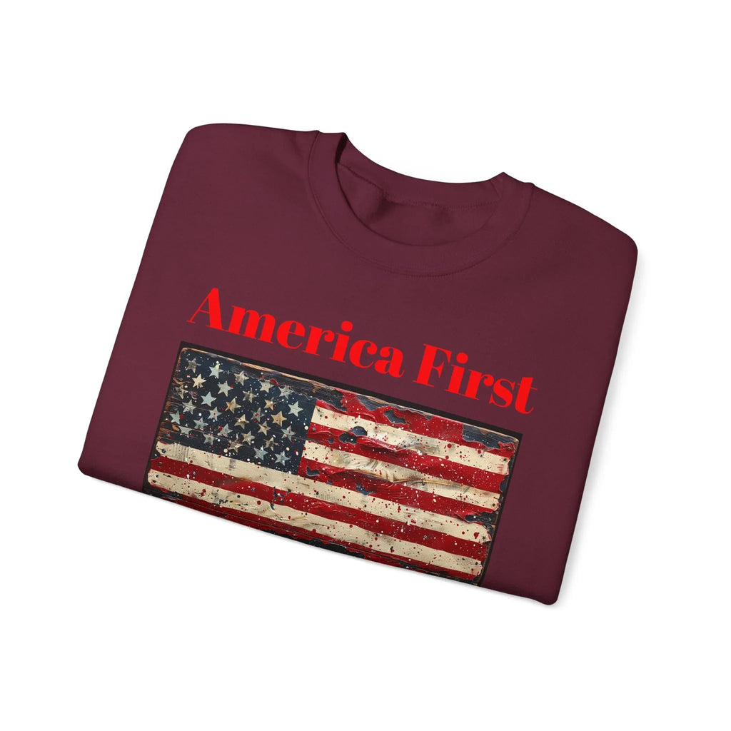 Patriotic American Crewneck Sweatshirt, USA Graphic Tees, Flag T-Shirts, Independence Apparel, Funny Patriotic Shirts, Custom American Tees - 250 USA Celebration