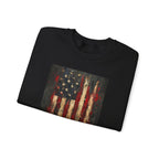 Distressed American Flag Crewneck Sweatshirt | Grunge Patriotic Design - 250 USA Celebration