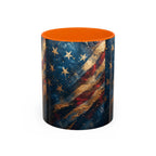 Distressed American Flag Accent Coffee Mug | 11oz 15oz - 250 USA Celebration
