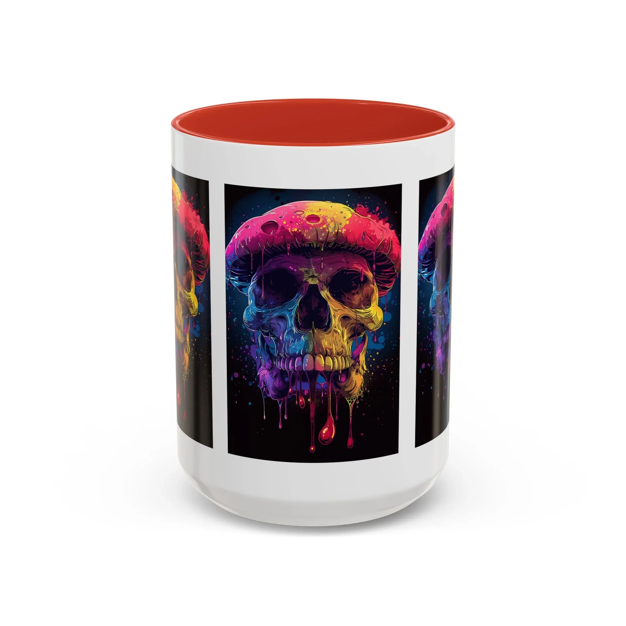 Psychedelic Mushroom Skull Rainbow Drip Mug | Blacklight Reactive Coffee Mug - 250 USA Celebration
