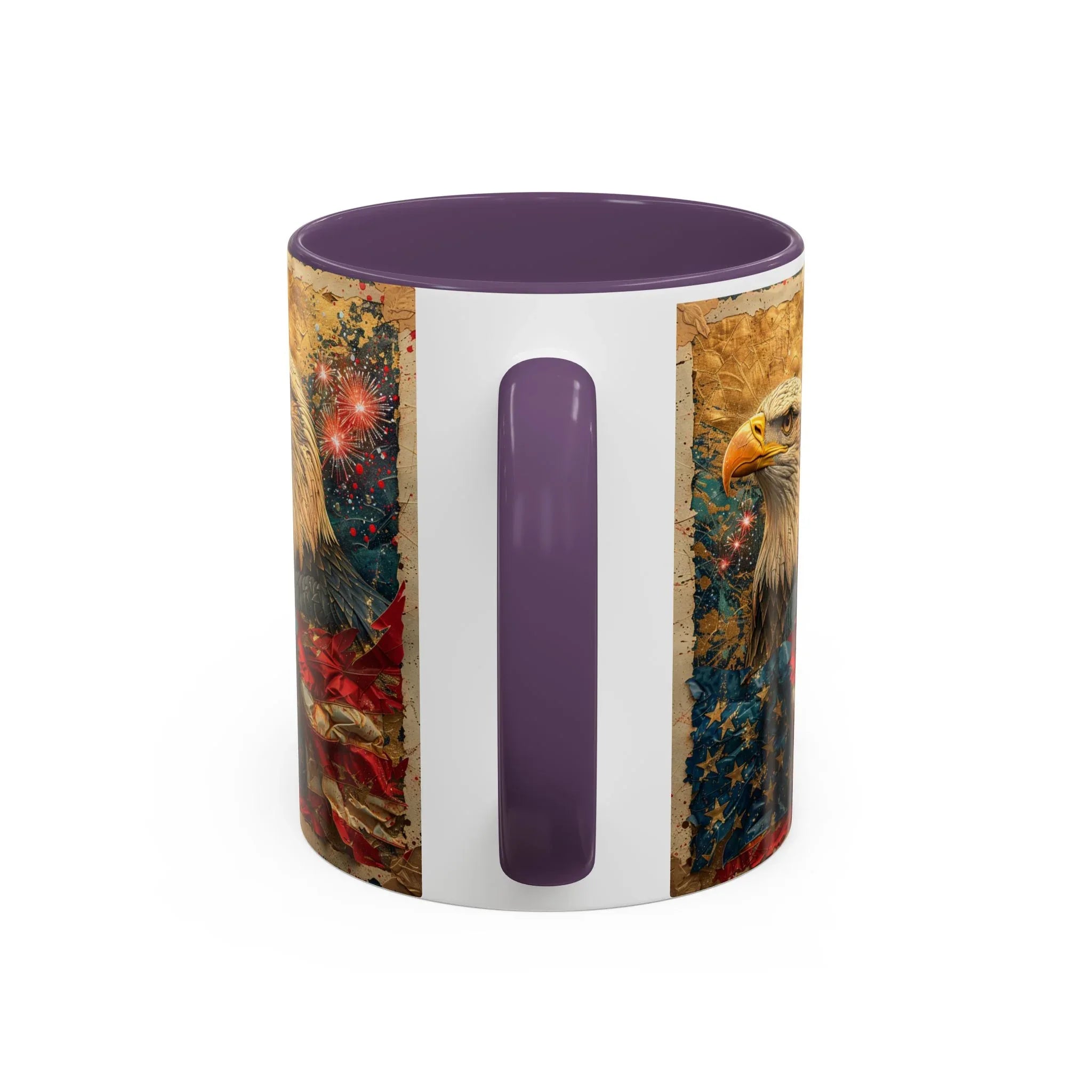 Bald Eagle with Tattered American Flag Coffee Mug | Fireworks Patriotic 11oz 15oz - 250 USA Celebration