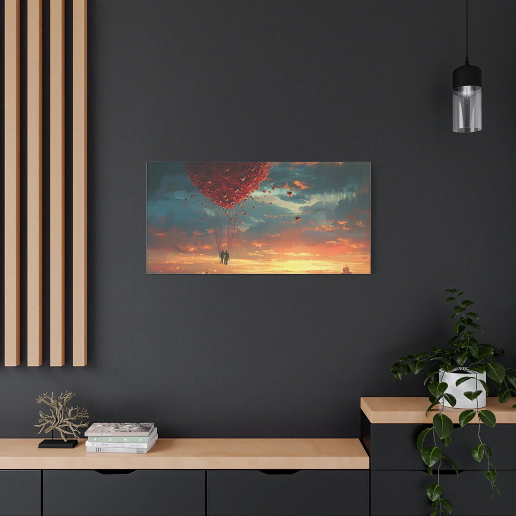 Romantic Canvas Wall Art, Love, Heart Balloon Art, Gift for Couples, Valentines Wall Decor, Valentine's Day Women's Merchandise, Valentines - 250 USA Celebration