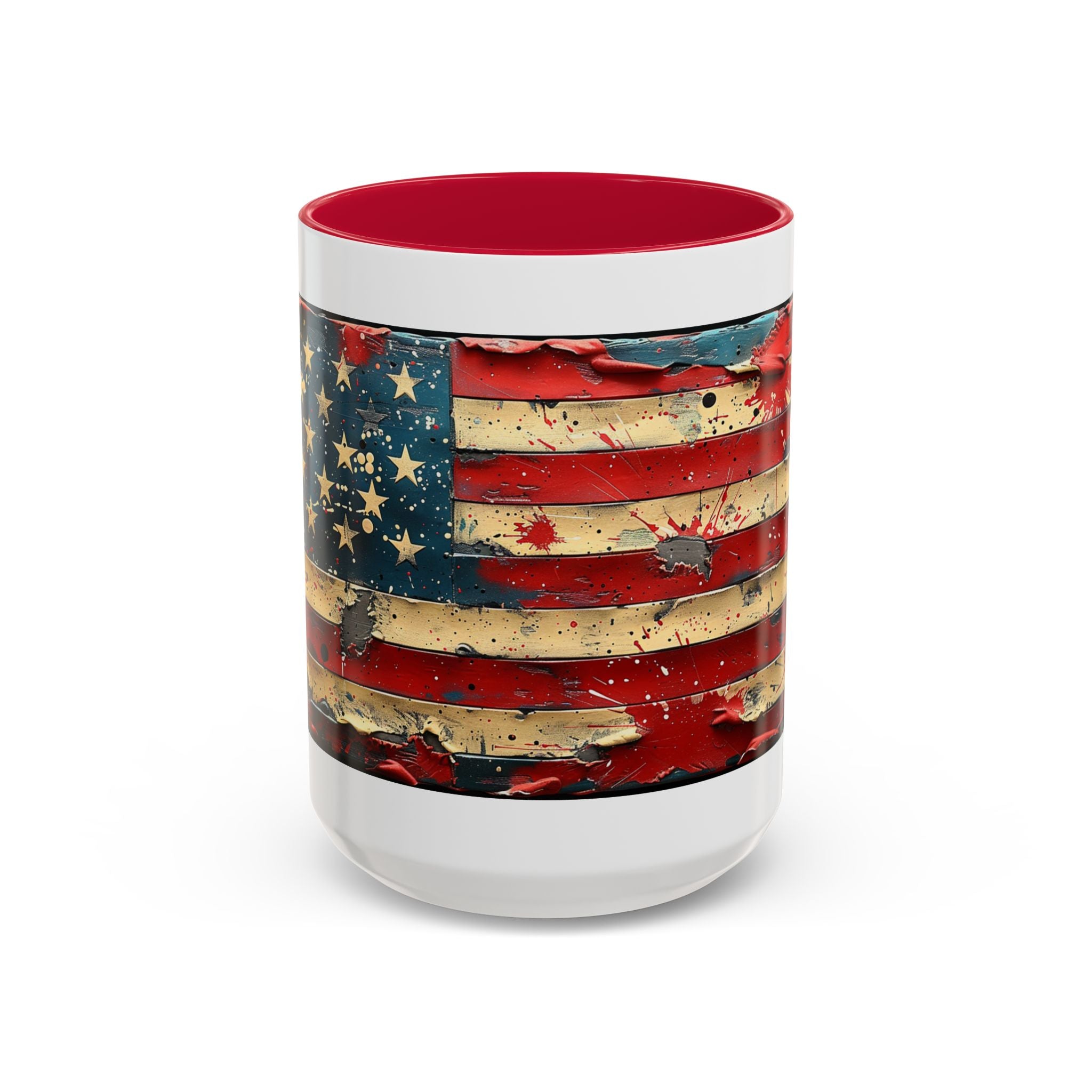 Colorful Mugs (11oz, 15oz), American Flag, Patriotic Flag coffee cup
