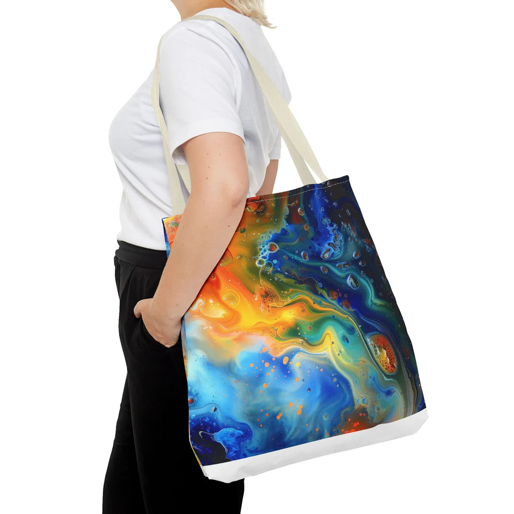 Abstract Fluid Art Tote Bag | Colorful Swirl Beach Bag - 250 USA Celebration