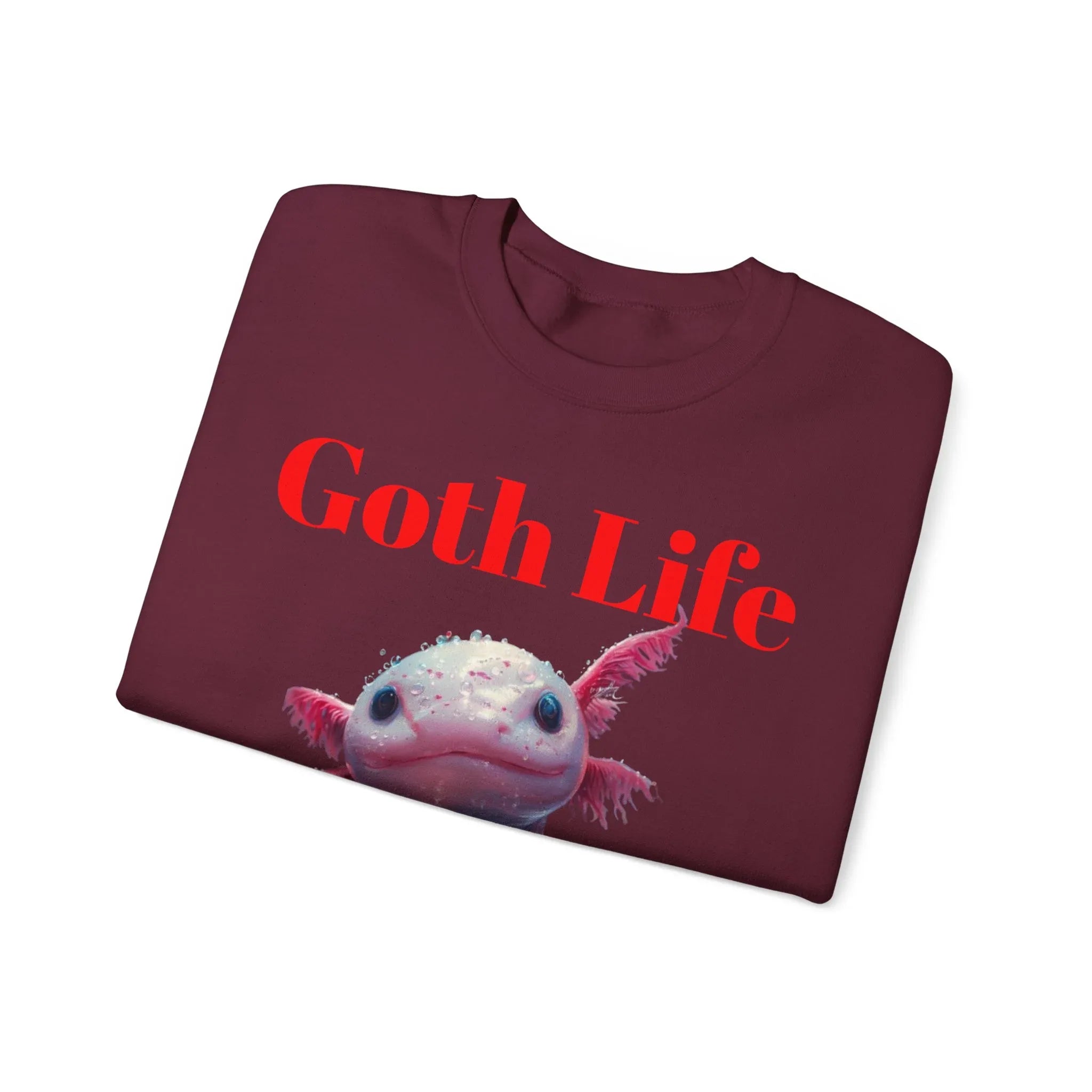 Goth Life Axolotl Sweatshirt | Cute Goth Axolotl Illustration - 250 USA Celebration