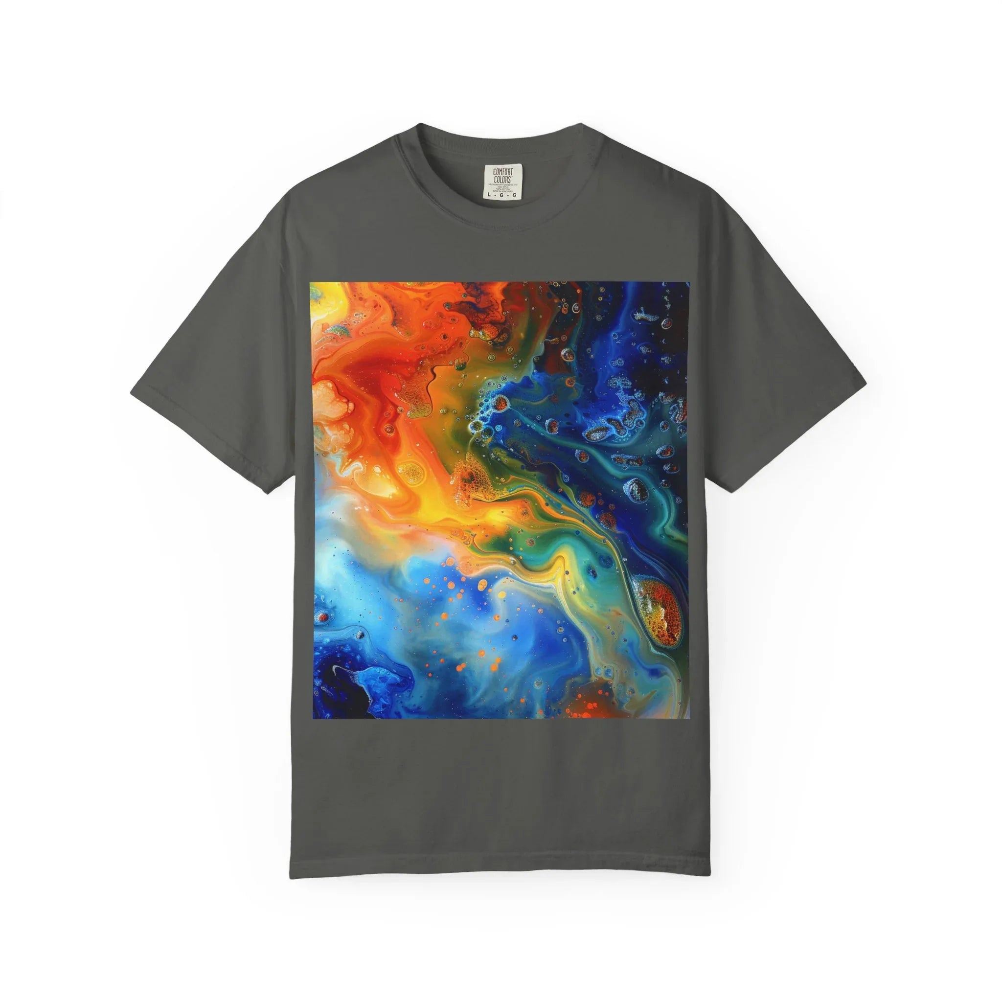 Colorful Abstract Swirl T-Shirt, psychedelic design blooms with surreal depth, blending free-flowing lines and bold swirls - 250 USA Celebration