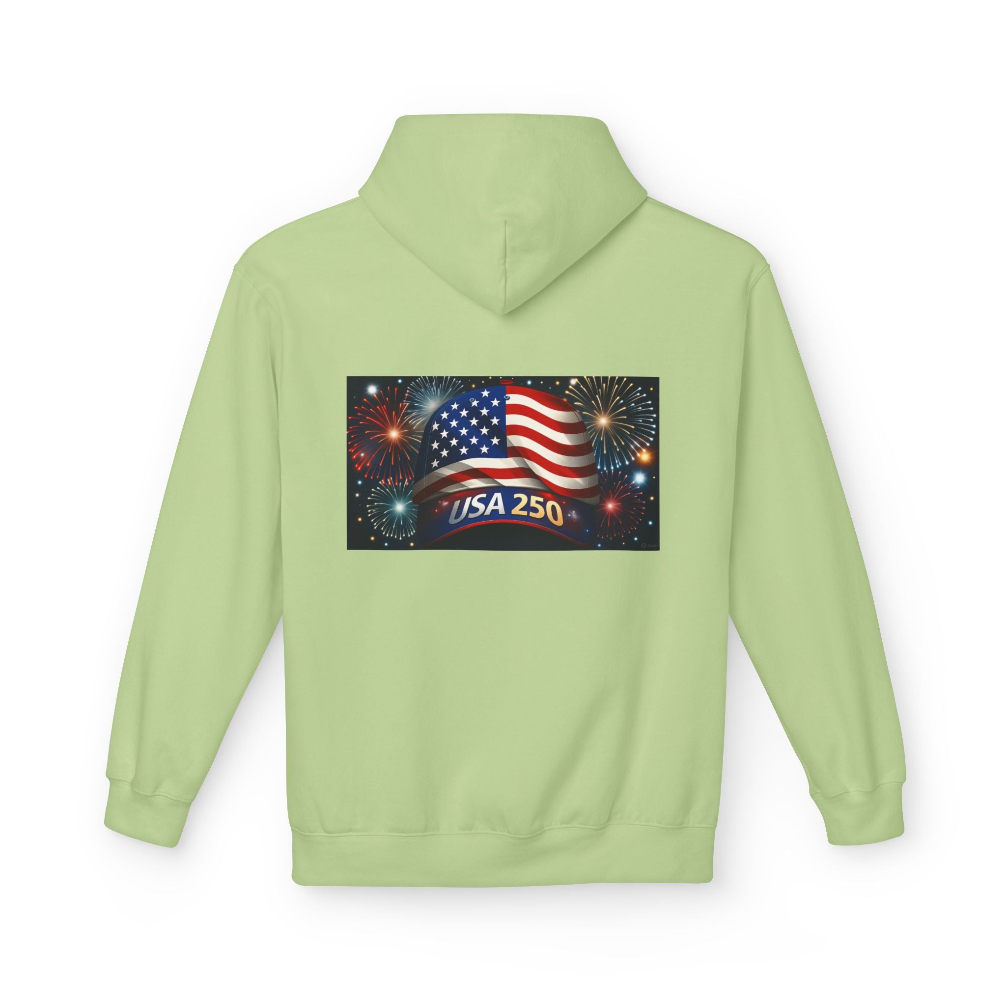 USA 250 Patriotic Hoodie with American Flag & Fireworks