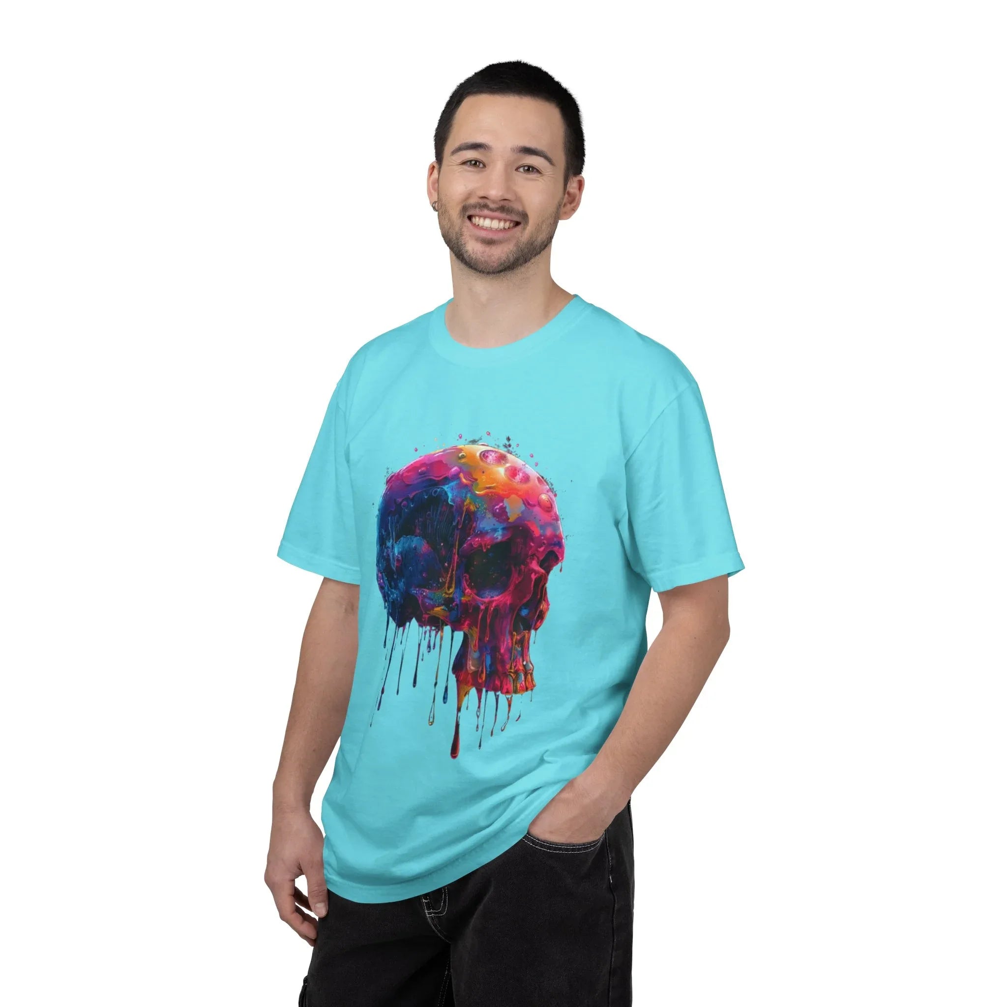 Colorful Drip Skull T-shirt | Watercolor Skull Shirt, Artistic Gothic Tee - 250 USA Celebration