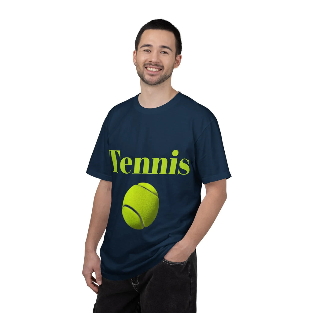 Tennis Ball Graphic Tee | Tennis Shirt, Neon Green Text - 250 USA Celebration