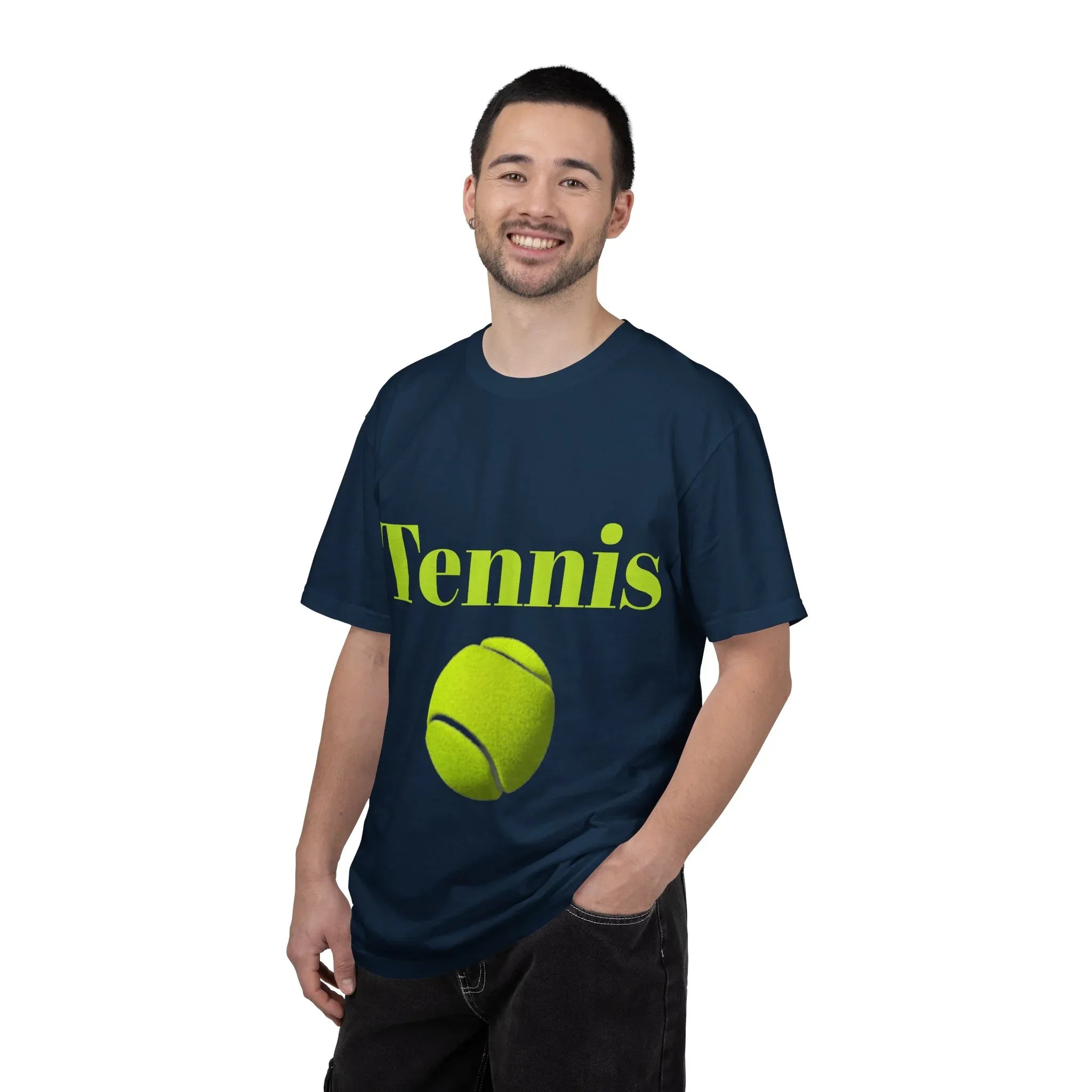 Tennis Ball Graphic Tee | Tennis Shirt, Neon Green Text - 250 USA Celebration
