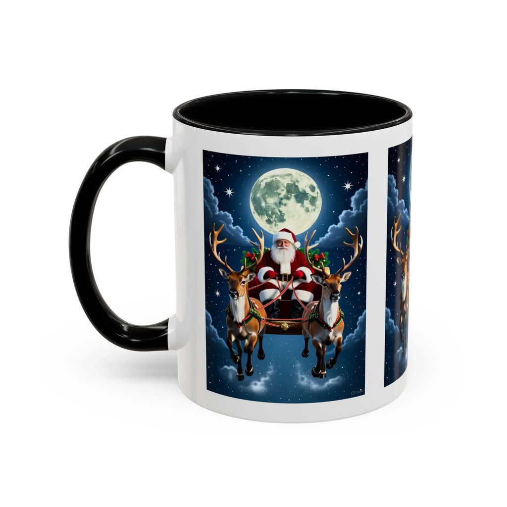 Santa Sleigh with Reindeer Coffee Mug | Christmas Moon Accent Mug - 250 USA Celebration