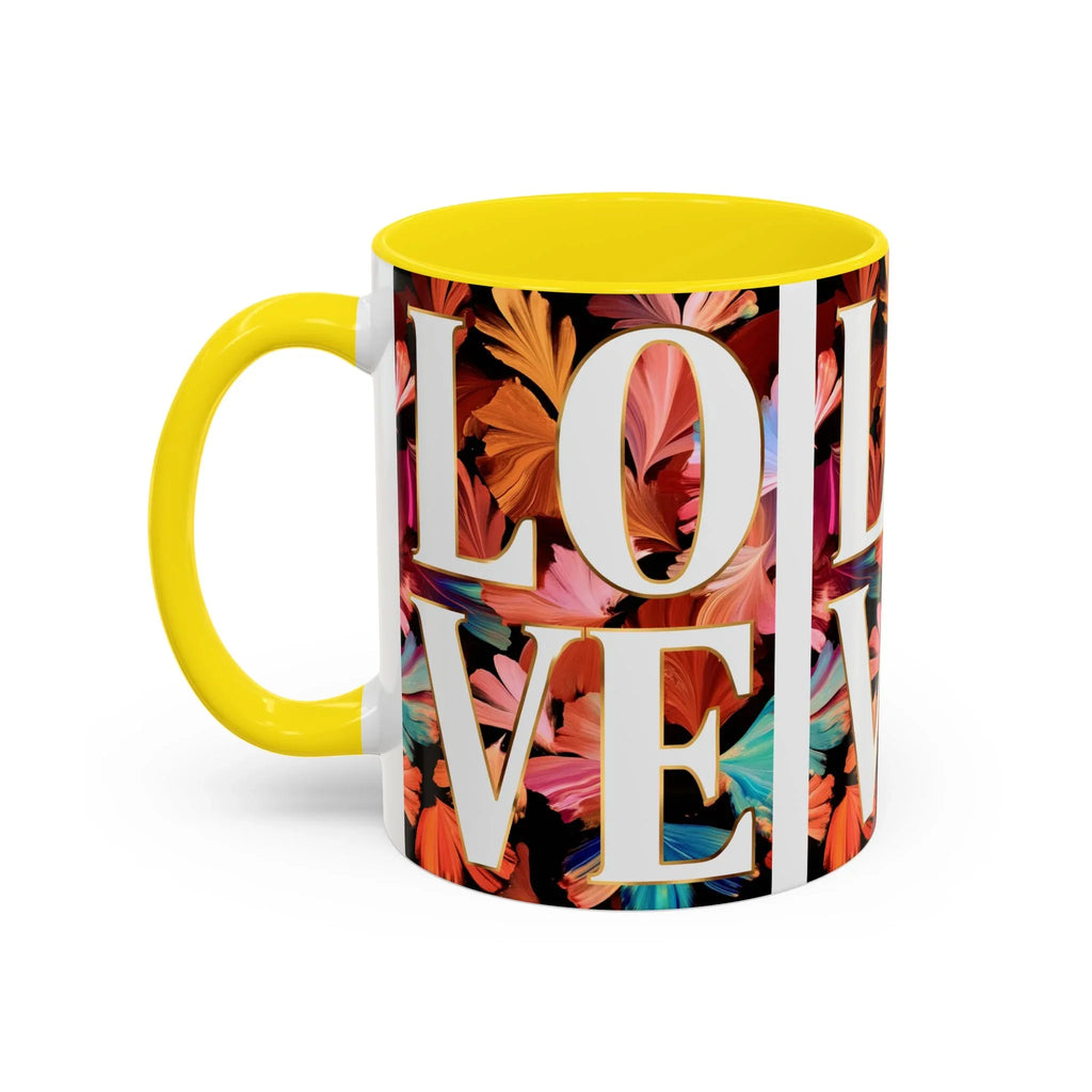 Floral Bold LOVE Mug | Accent Coffee Mug 11oz 15oz - 250 USA Celebration