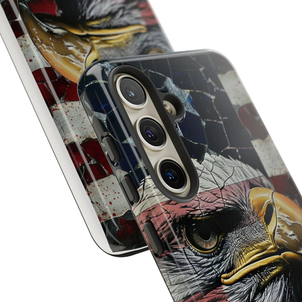 American Flag Bald Eagle phone case | Patriotic iPhone cover, cracked vintage flag design - 250 USA Celebration