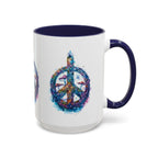 Psychedelic Mushroom Peace Sign Mug | Neon Tie-Dye Peace Script - 250 USA Celebration