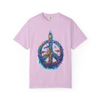 Psychedelic Mushroom Peace Sign T-Shirt | Neon Tie-Dye 60s Hippie Poster - 250 USA Celebration