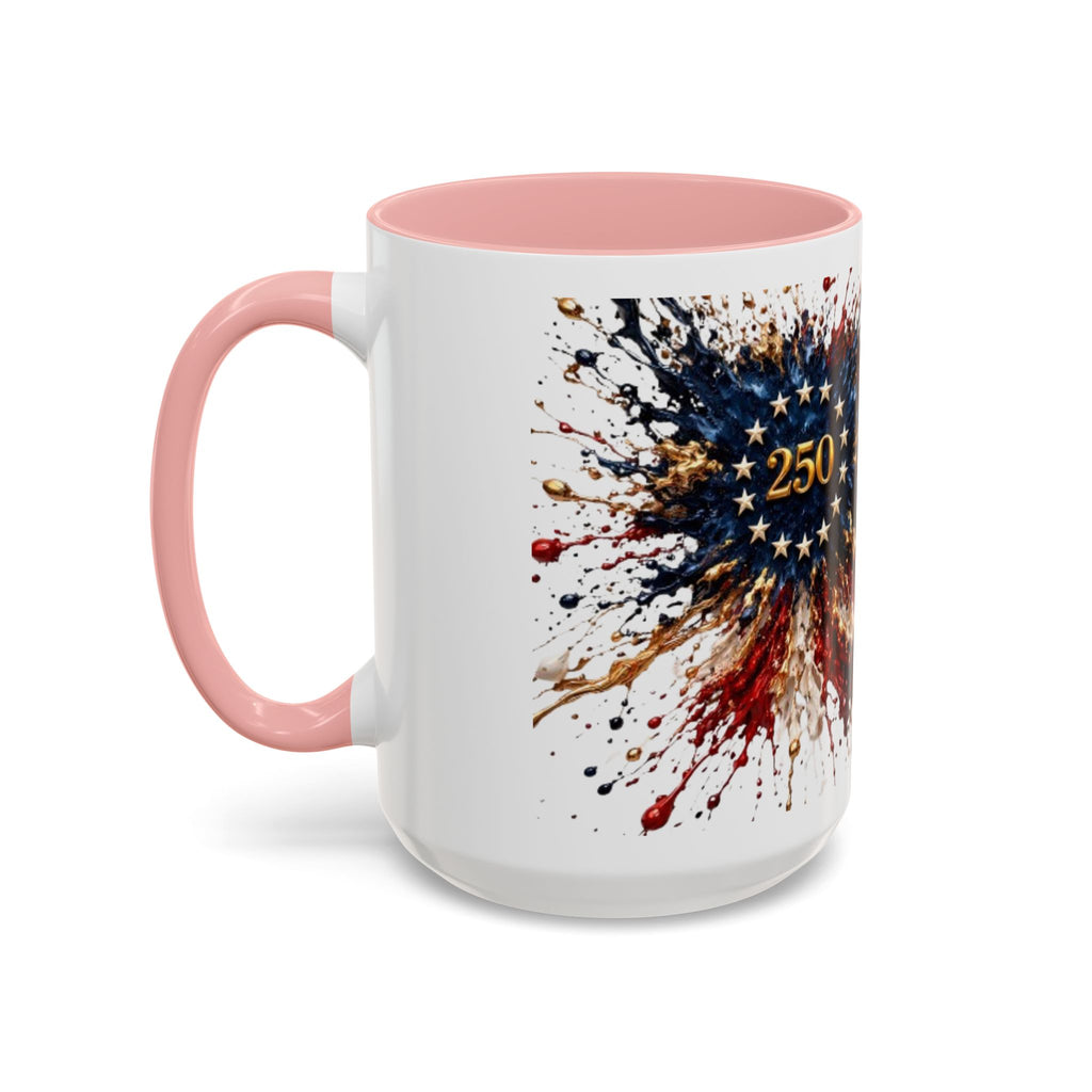 Patriotic 250th Anniversary Coffee Mug – American Flag Splash Accent (11/15oz)