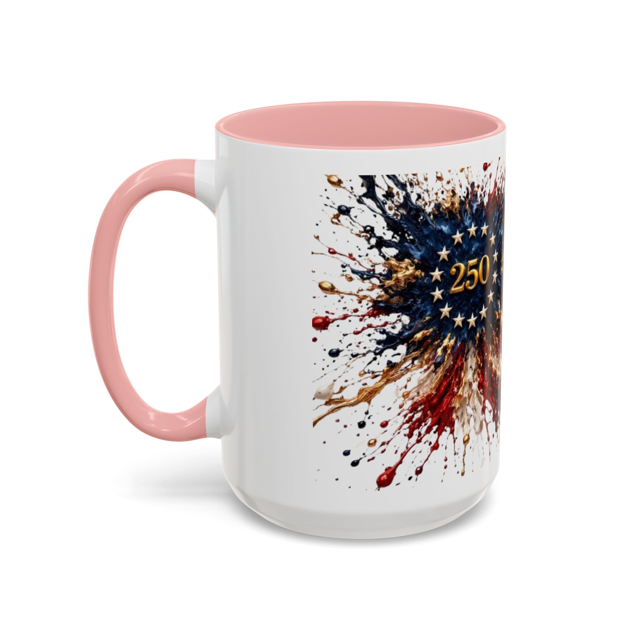 Patriotic 250th Anniversary Coffee Mug – American Flag Splash Accent (11/15oz)
