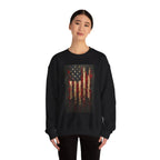 Distressed American Flag Crewneck Sweatshirt | Grunge Patriotic Design - 250 USA Celebration