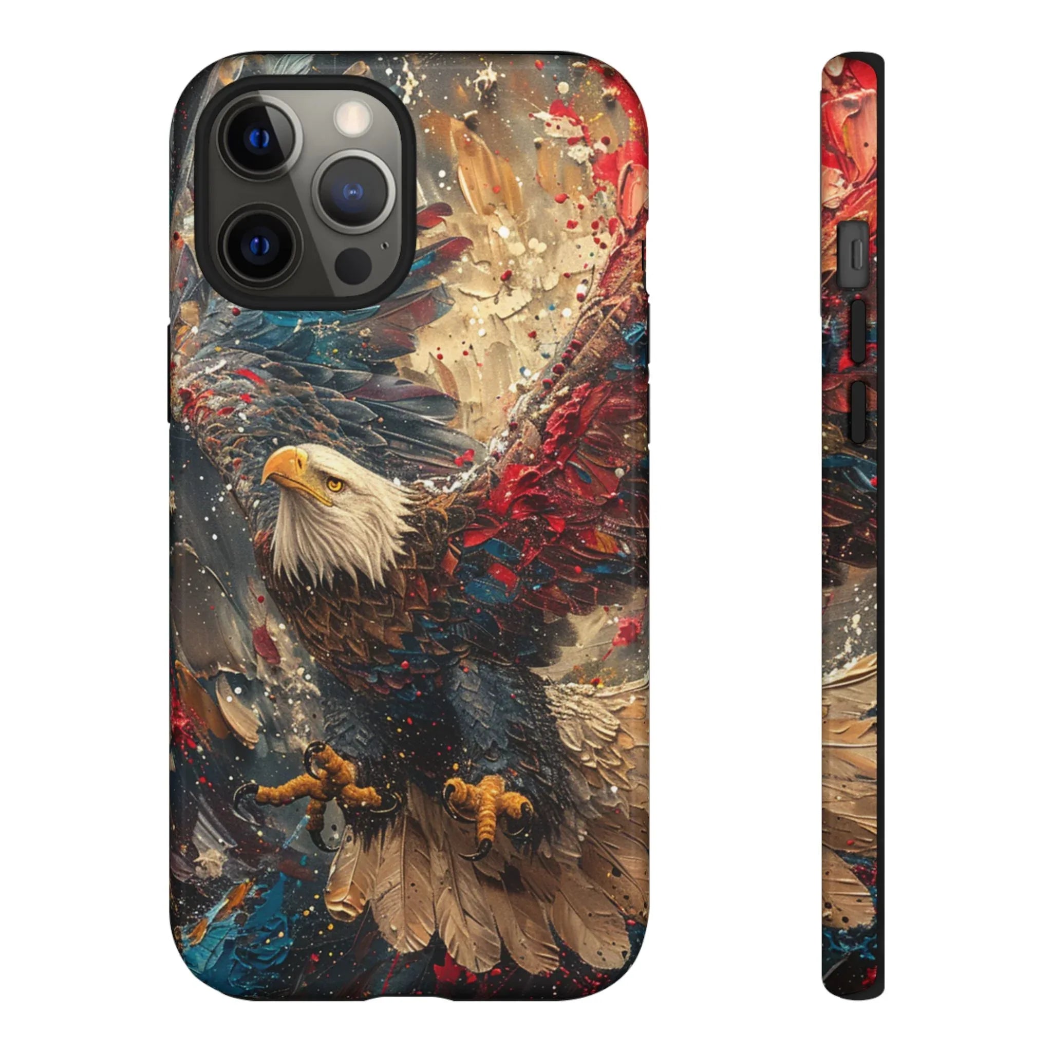 Patriotic Bald Eagle Tough Case | iPhone Phone Case, Red Blue Feather Art - 250 USA Celebration