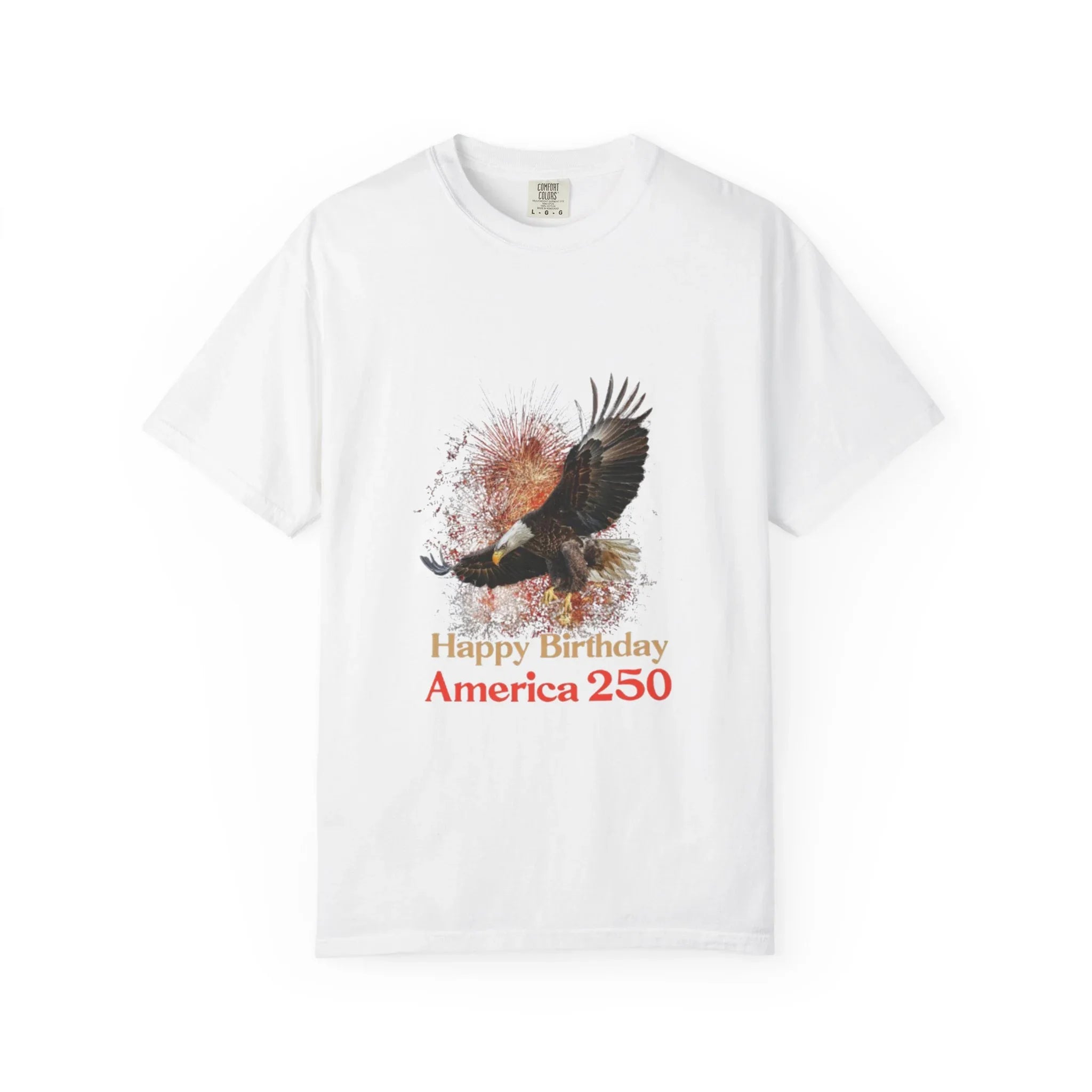 Eagle Illustration Happy Birthday America 250 T-Shirt | Patriotic Bald Eagle Tee - 250 USA Celebration