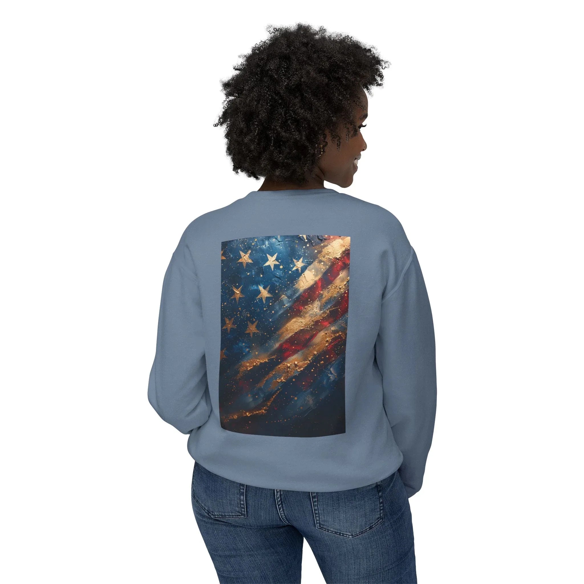 Lightweight Crewneck Sweatshirt, Patriotic American T-Shirts, Flag T-Shirts, Independence Tees, Funny Patriotic Shirts, Custom American Tees - 250 USA Celebration
