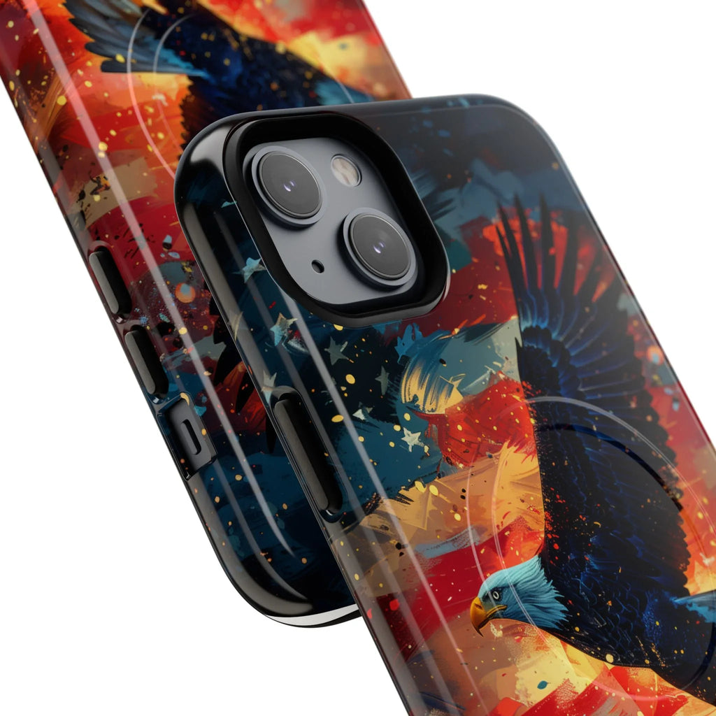 Eagle Flag Magnetic Phone Case, Patriotic iPhone Cover, Tough Cell Phone Cases, Gift for Veterans, Independence Day Accessories - 250 USA Celebration