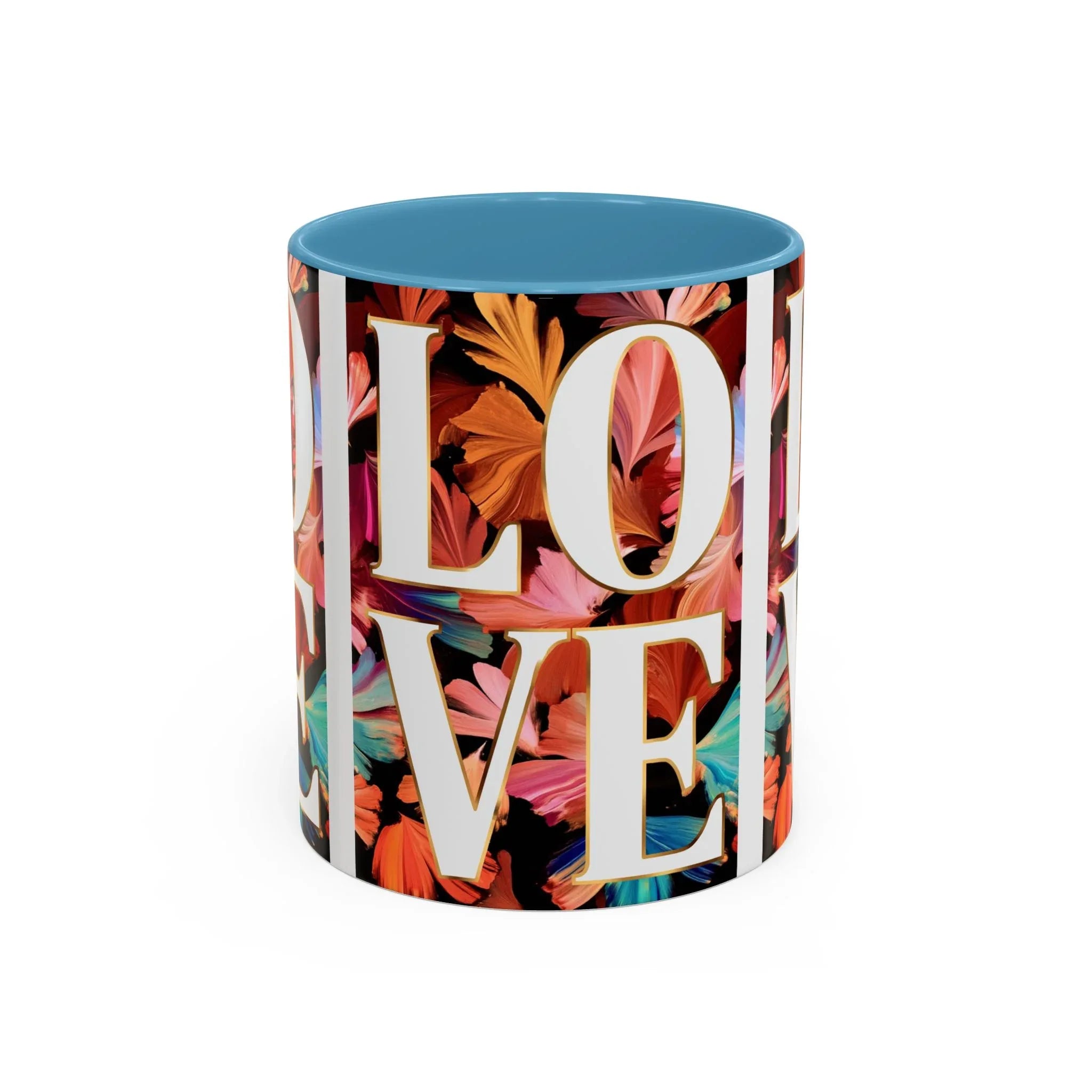 Floral Bold LOVE Mug | Accent Coffee Mug 11oz 15oz - 250 USA Celebration