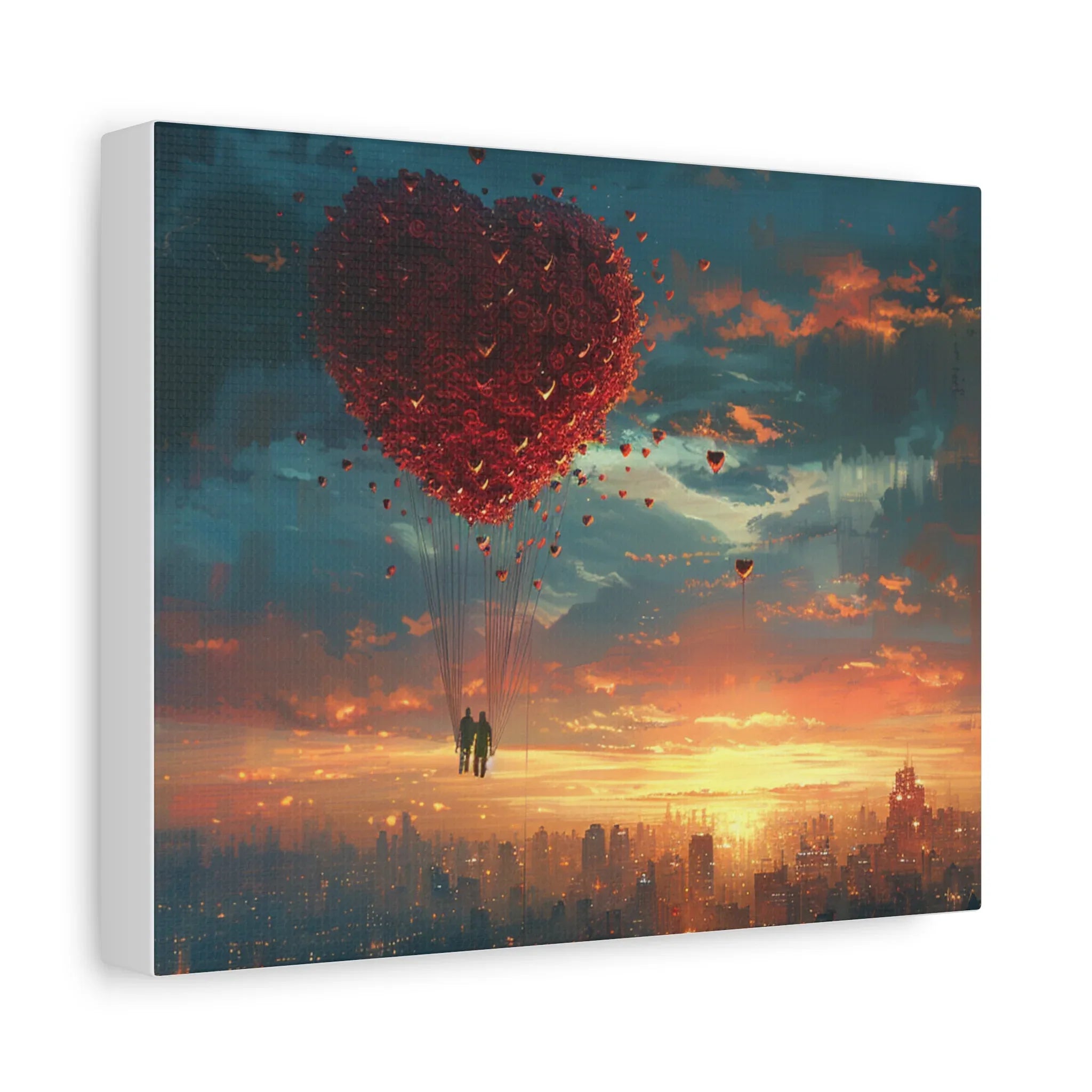 Romantic Canvas Wall Art, Love, Heart Balloon Art, Gift for Couples, Valentines Wall Decor, Valentine's Day Women's Merchandise, Valentines - 250 USA Celebration