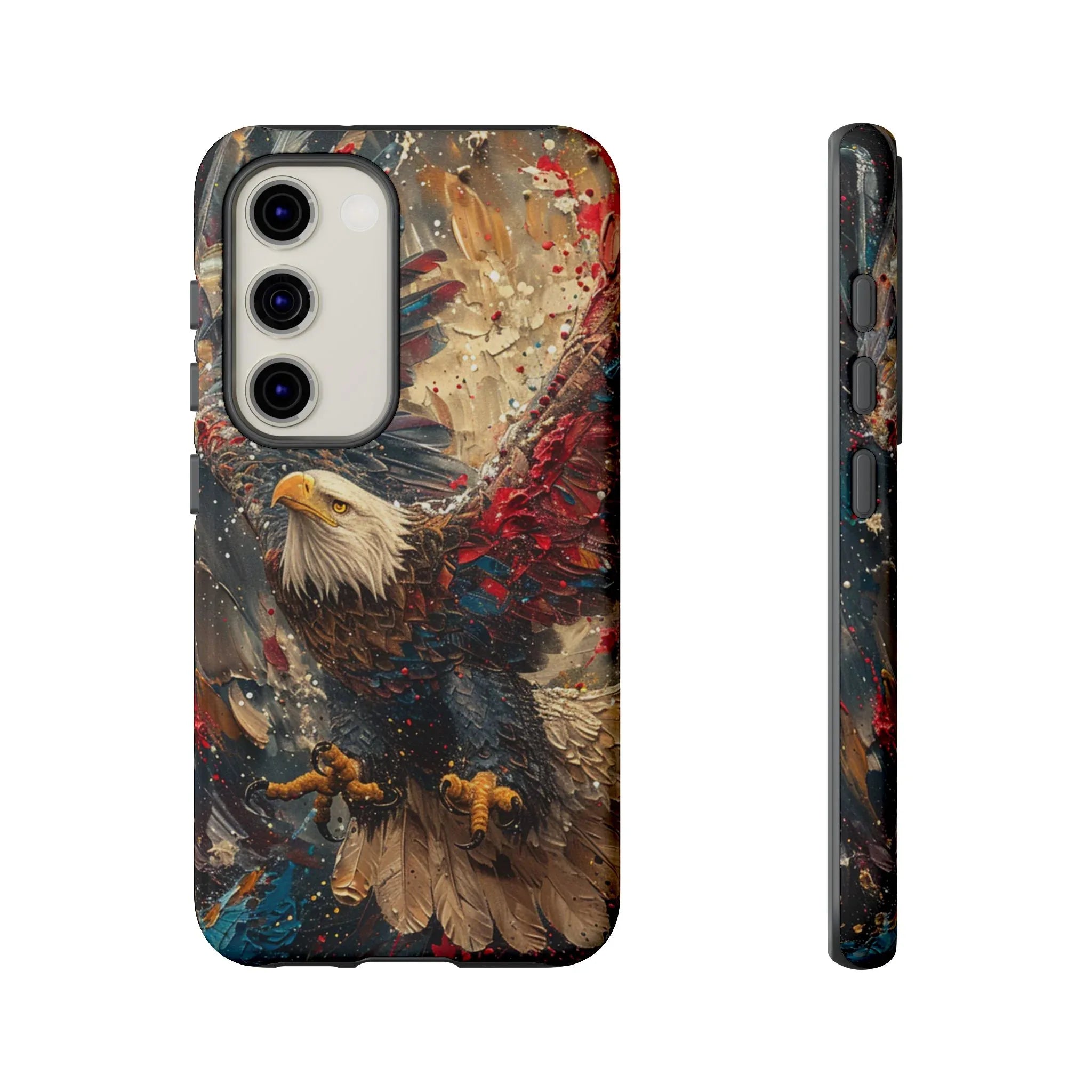 Patriotic Bald Eagle Tough Case | iPhone Phone Case, Red Blue Feather Art - 250 USA Celebration