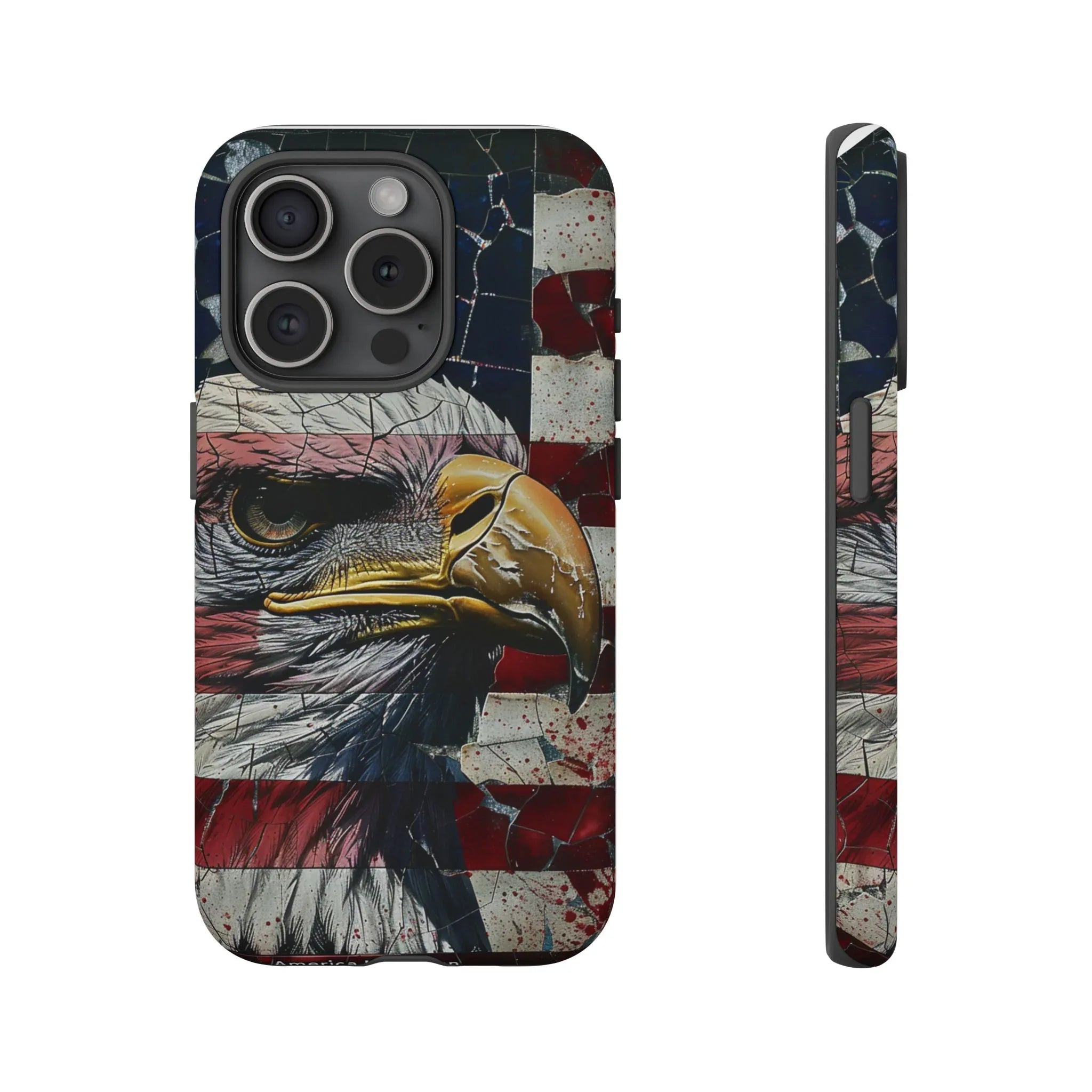 American Flag Bald Eagle phone case | Patriotic iPhone cover, cracked vintage flag design - 250 USA Celebration