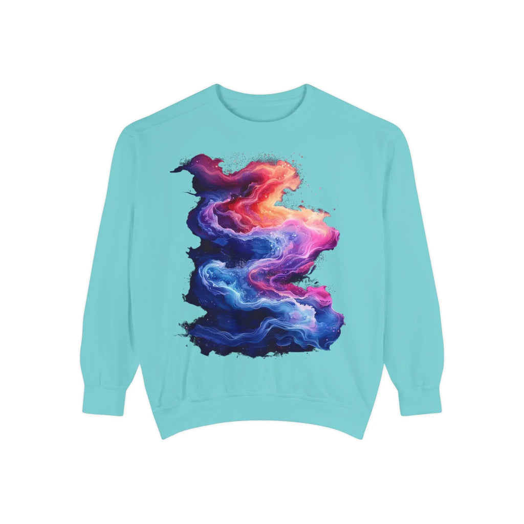 Hyper Bloom Fracture: Psychedelic tee with shattering florals in electric turquoise & magenta flares. Unisex trippy festival flair! - 250 USA Celebration