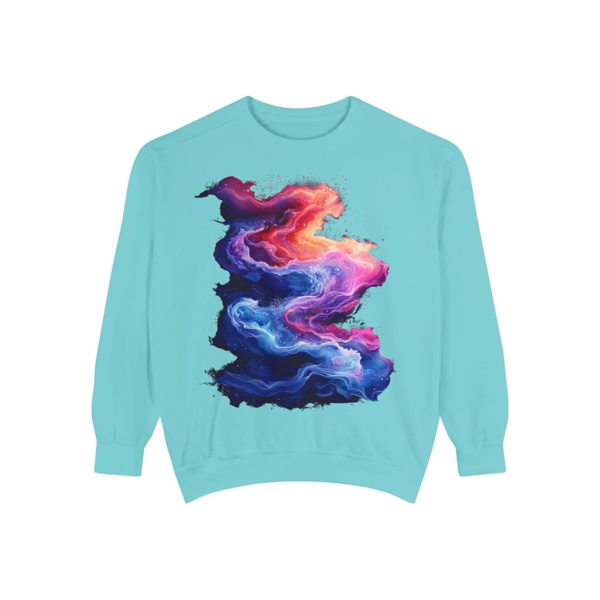 Hyper Bloom Fracture: Psychedelic tee with shattering florals in electric turquoise & magenta flares. Unisex trippy festival flair! - 250 USA Celebration