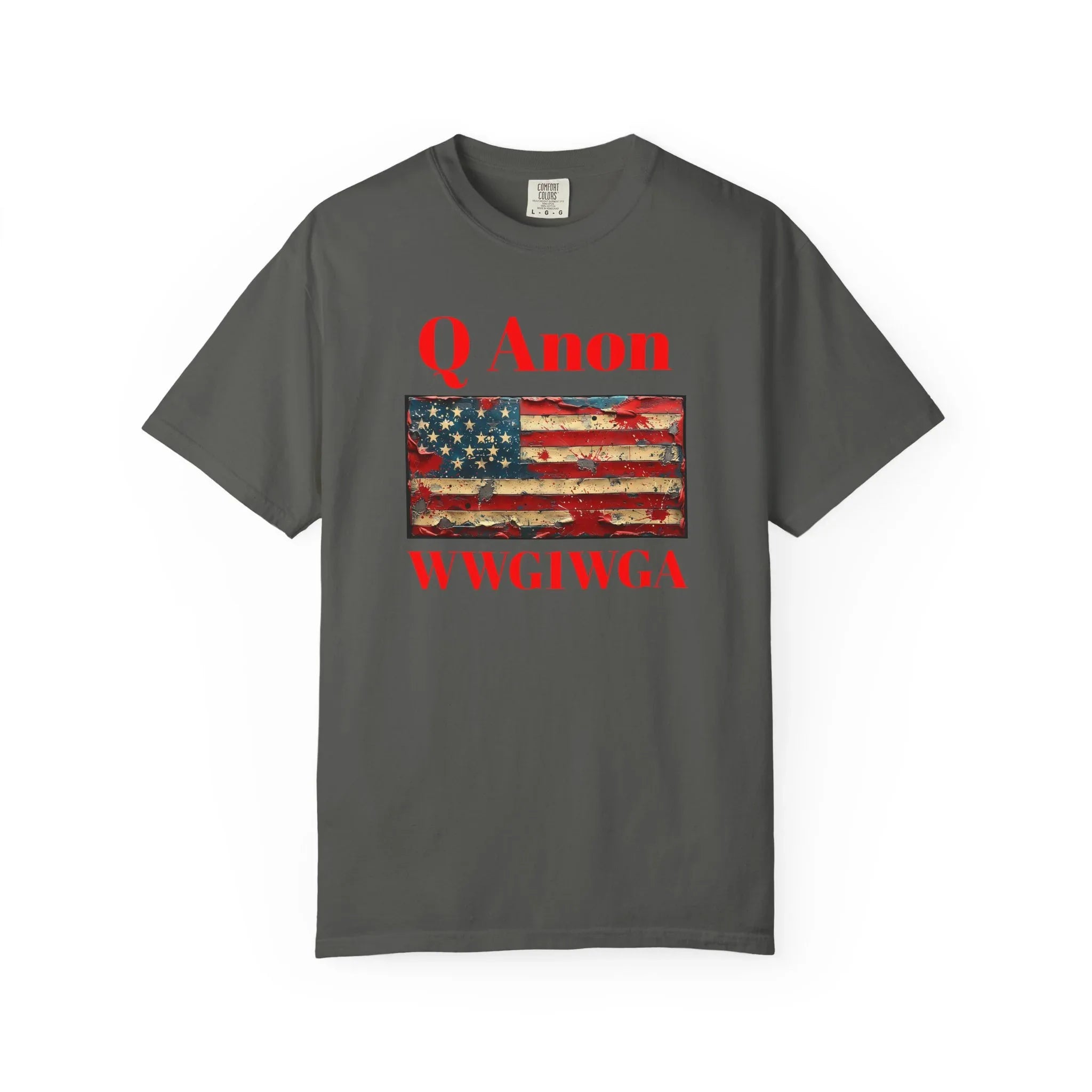 Q Anon WWG1WGA T-Shirt | American Flag Graphic Tee - 250 USA Celebration
